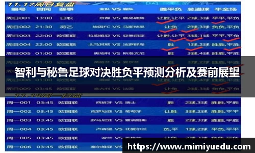 智利与秘鲁足球对决胜负平预测分析及赛前展望