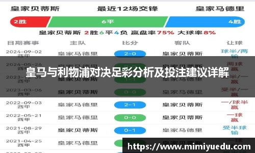 皇马与利物浦对决足彩分析及投注建议详解